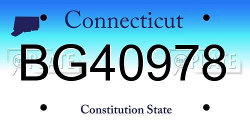 BG40978 Connecticut License Plate