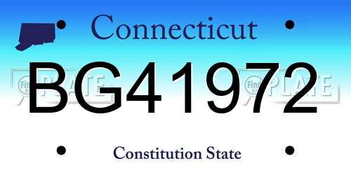 BG41972 Connecticut License Plate
