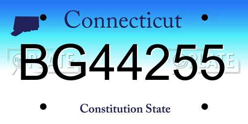 BG44255 Connecticut License Plate