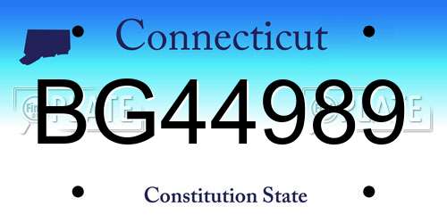 BG44989 Connecticut License Plate
