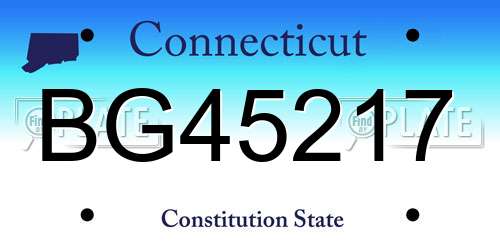 BG45217 Connecticut License Plate