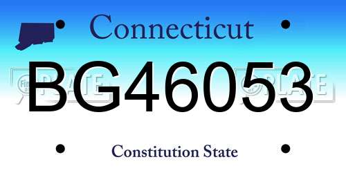 BG46053 Connecticut License Plate