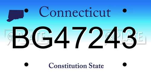 BG47243 Connecticut License Plate