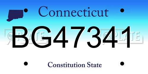 BG47341 Connecticut License Plate