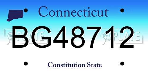 BG48712 Connecticut License Plate