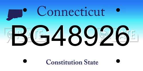 BG48926 Connecticut License Plate