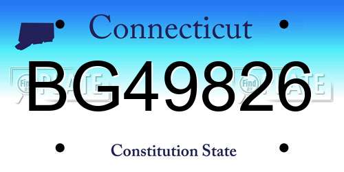 BG49826 Connecticut License Plate