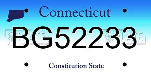 BG52233 Connecticut License Plate