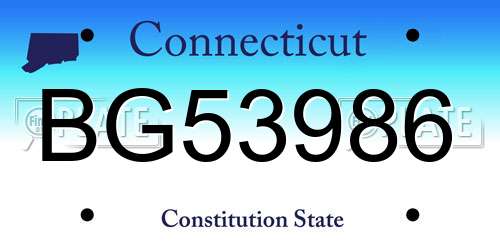 BG53986 Connecticut License Plate