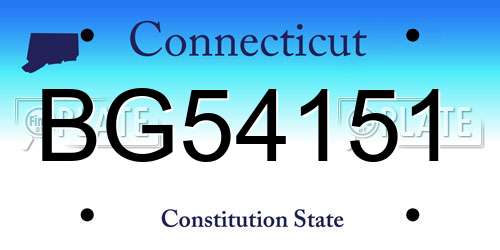 BG54151 Connecticut License Plate