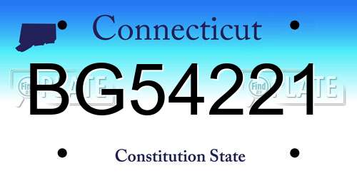 BG54221 Connecticut License Plate