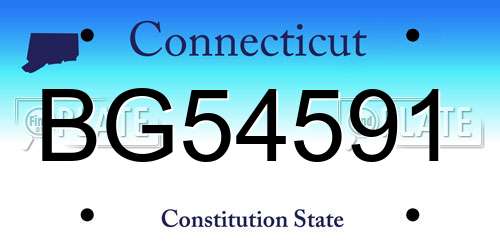BG54591 Connecticut License Plate
