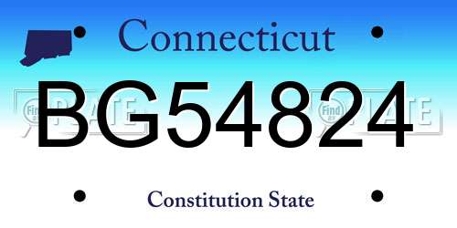 BG54824 Connecticut License Plate