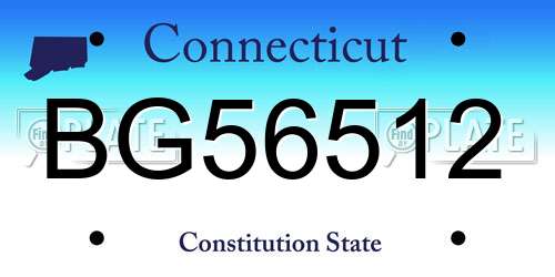 BG56512 Connecticut License Plate