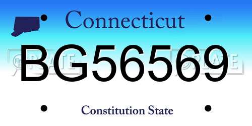 BG56569 Connecticut License Plate