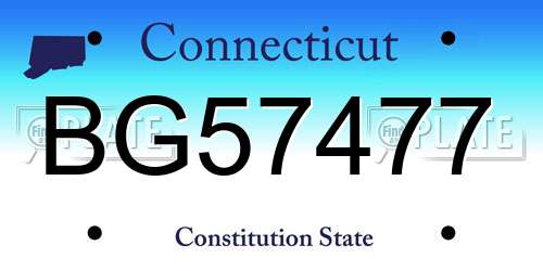 BG57477 Connecticut License Plate