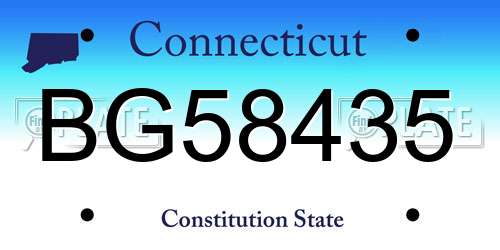 BG58435 Connecticut License Plate