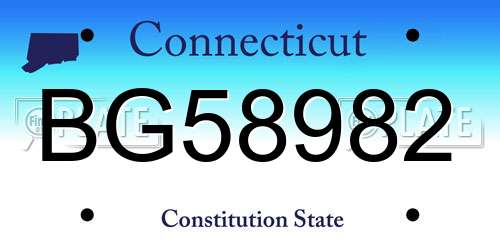 BG58982 Connecticut License Plate
