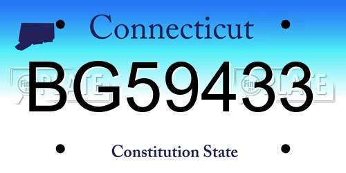 BG59433 Connecticut License Plate