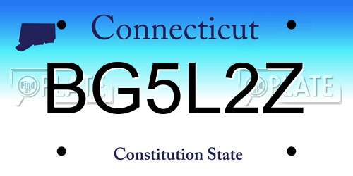 BG5L2Z Connecticut License Plate
