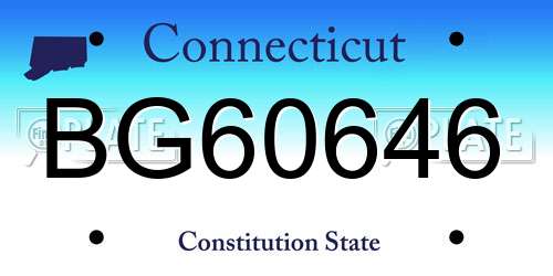 BG60646 Connecticut License Plate