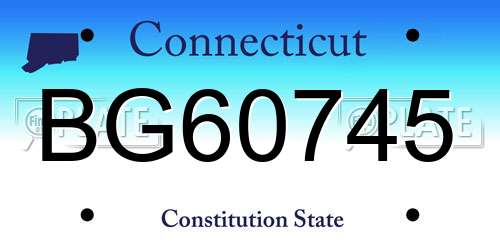 BG60745 Connecticut License Plate