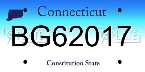 BG62017 Connecticut License Plate