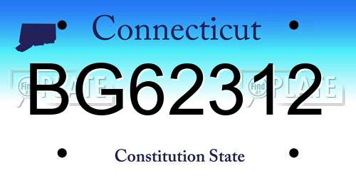 BG62312 Connecticut License Plate