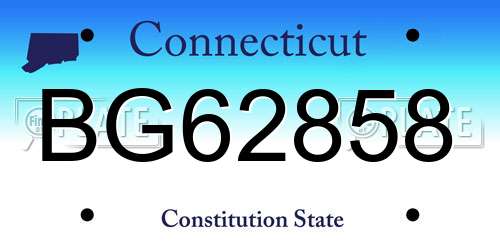 BG62858 Connecticut License Plate