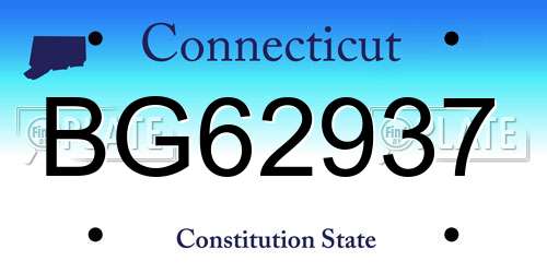 BG62937 Connecticut License Plate