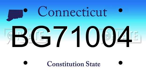 BG71004 Connecticut License Plate