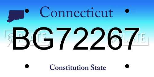 BG72267 Connecticut License Plate