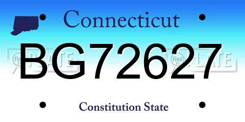 BG72627 Connecticut License Plate