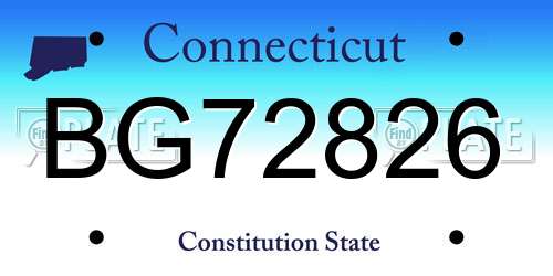 BG72826 Connecticut License Plate