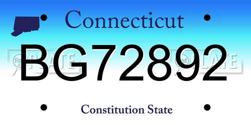 BG72892 Connecticut License Plate
