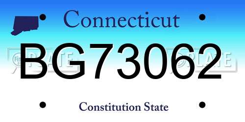 BG73062 Connecticut License Plate
