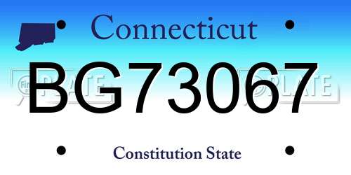 BG73067 Connecticut License Plate