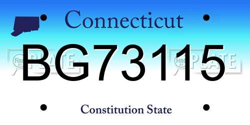 BG73115 Connecticut License Plate
