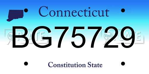BG75729 Connecticut License Plate
