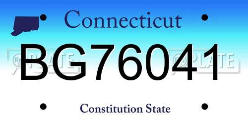 BG76041 Connecticut License Plate