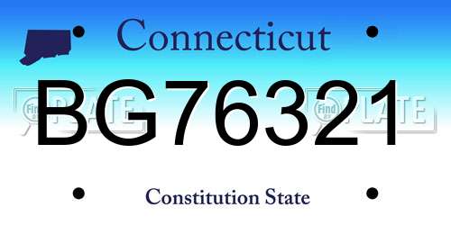 BG76321 Connecticut License Plate