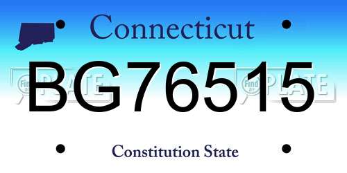 BG76515 Connecticut License Plate