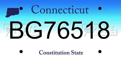 BG76518 Connecticut License Plate