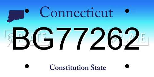BG77262 Connecticut License Plate