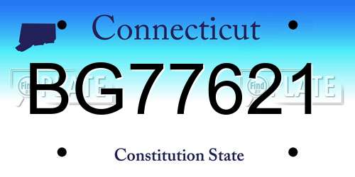 BG77621 Connecticut License Plate