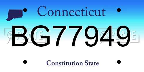 BG77949 Connecticut License Plate