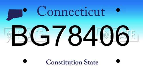 BG78406 Connecticut License Plate