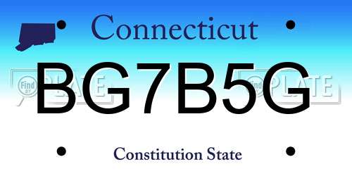 BG7B5G Connecticut License Plate