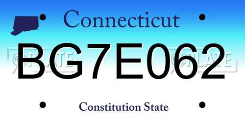 BG7E062 Connecticut License Plate