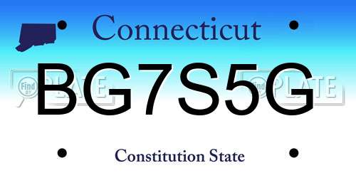 BG7S5G Connecticut License Plate